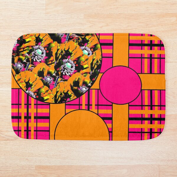 Item preview, Tartan & Poppies - Orange & Pink - Pattern designed and sold by PoppyPod.