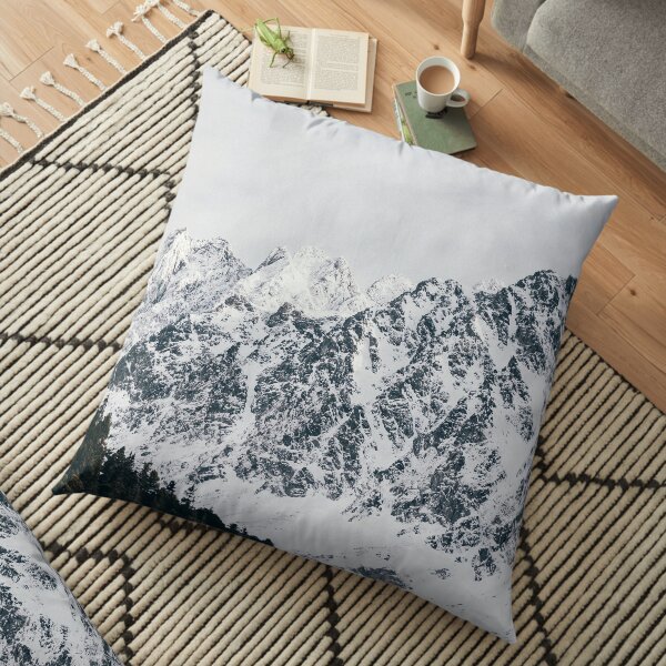 Mountain Covered In Snow Floor Pillow