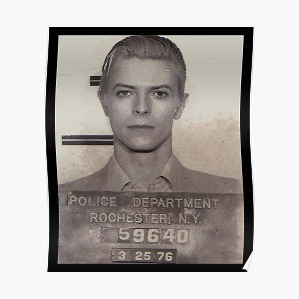 David Bowie Mugshot Hombres Póster