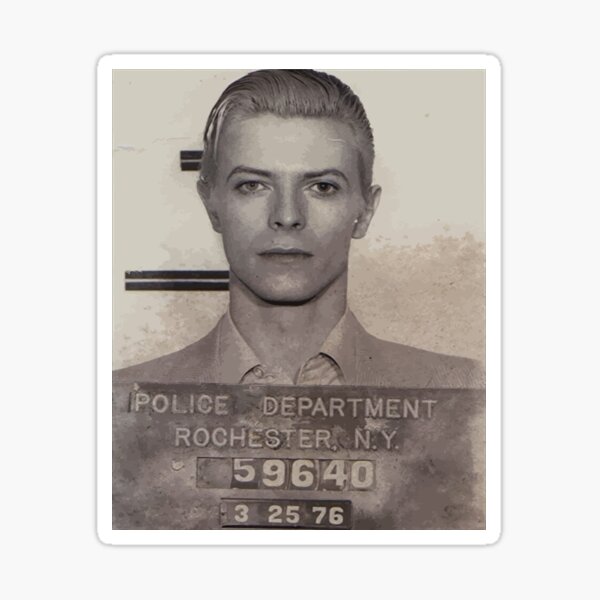 David Bowie Mugshot Men_s Sticker