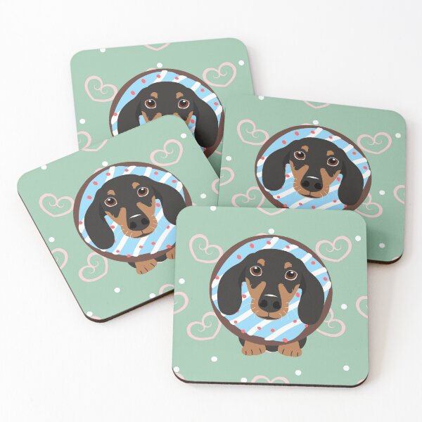 Item preview, Love Black and Tan Dachshund Sausage Dog and Donut designed and sold by Lulupainting.
