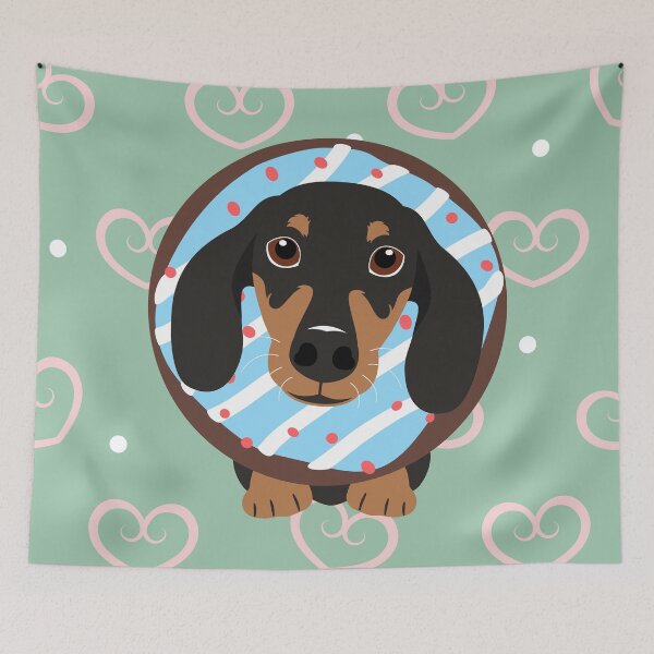 Item preview, Love Black and Tan Dachshund Sausage Dog and Donut designed and sold by Lulupainting.
