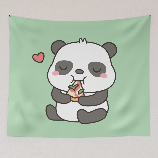 Item preview, Cute Little Panda Enjoying Margherita Pizza designed and sold by rustydoodle.