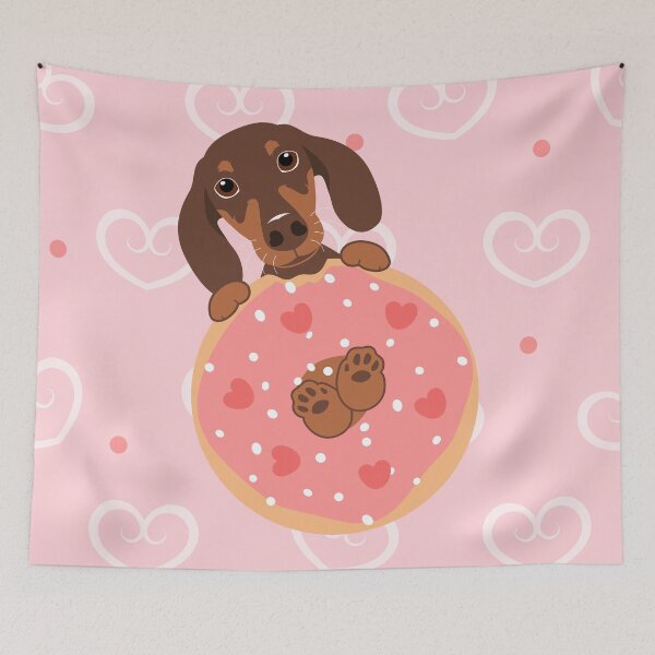 Item preview, Love Chocolate Dachshund Sausage Dog and Donut designed and sold by Lulupainting.