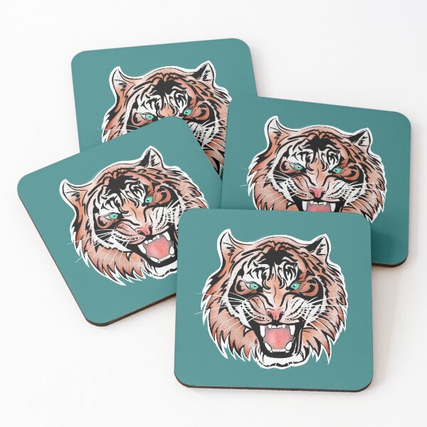 Item preview, Tiger Roar on green motif designed and sold by Linda Sholberg.