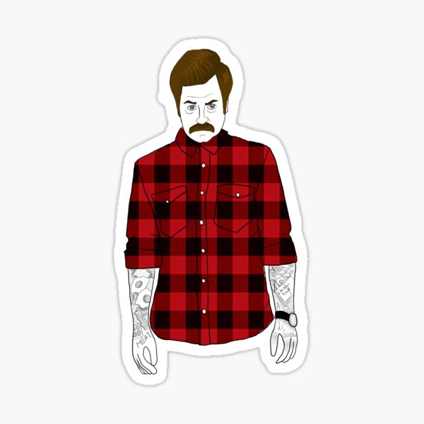 Hipster Ron Swanson (Flannel) Sticker