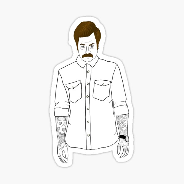 Hipster Ron Swanson (Clear) Sticker