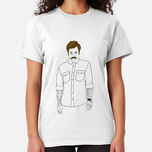 Hipster Ron Swanson (Clear) Classic T-Shirt
