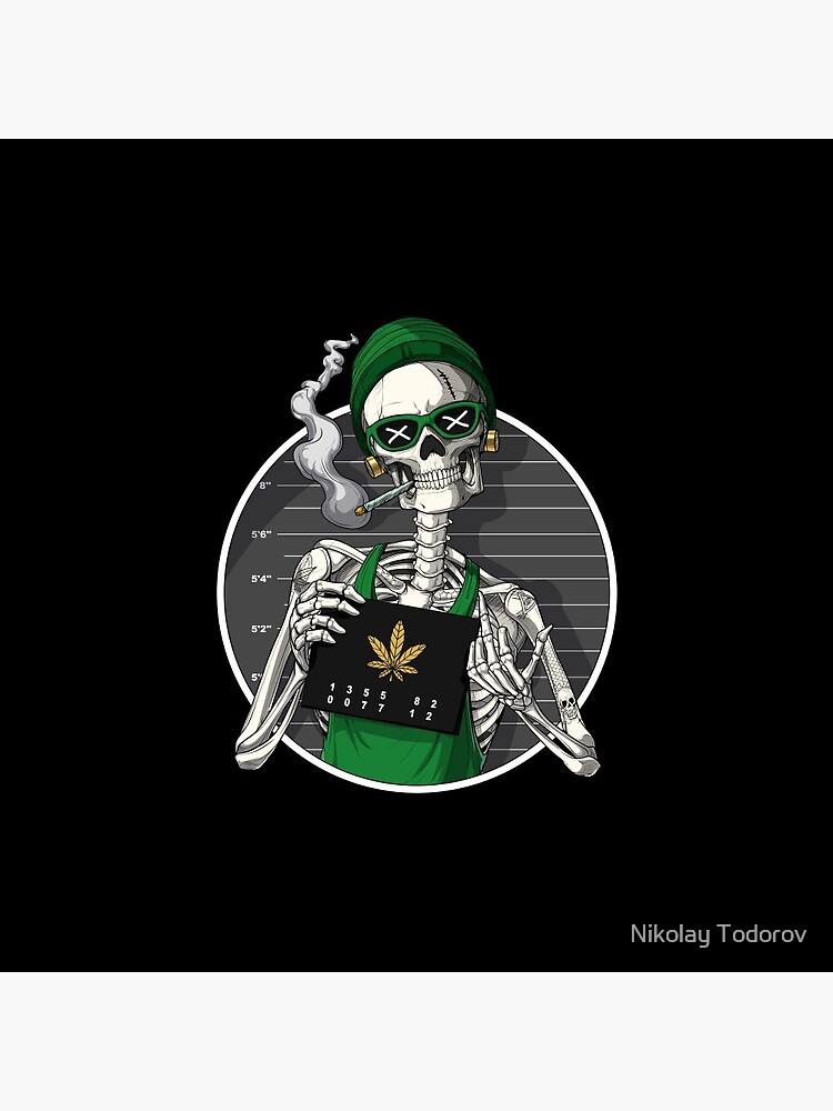 Skeleton Stoner Mugshot Art Print by Nikolay Todorov - Fine Art America