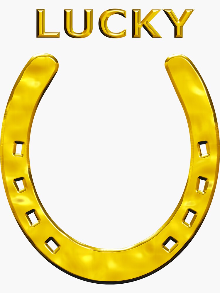 "Lucky Horseshoe in Gold" Sticker by MarkUK97 Redbubble
