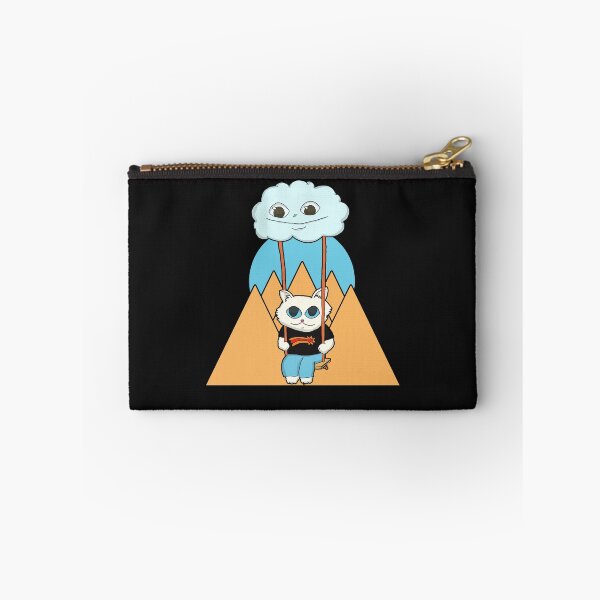 Item preview, Kawaii White Cat On A Cloud Swing and orange mountain sunset designed and sold by Chubuter.