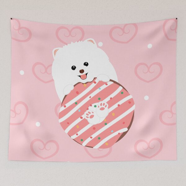 Item preview, Love White Pomeranian Puppy and Donut designed and sold by Lulupainting.