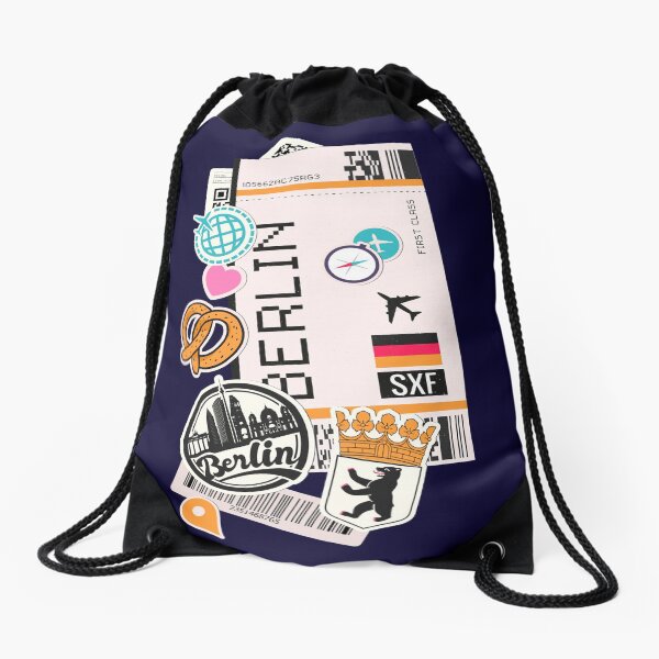 BOARDING PASS BERLIN Drawstring Bag