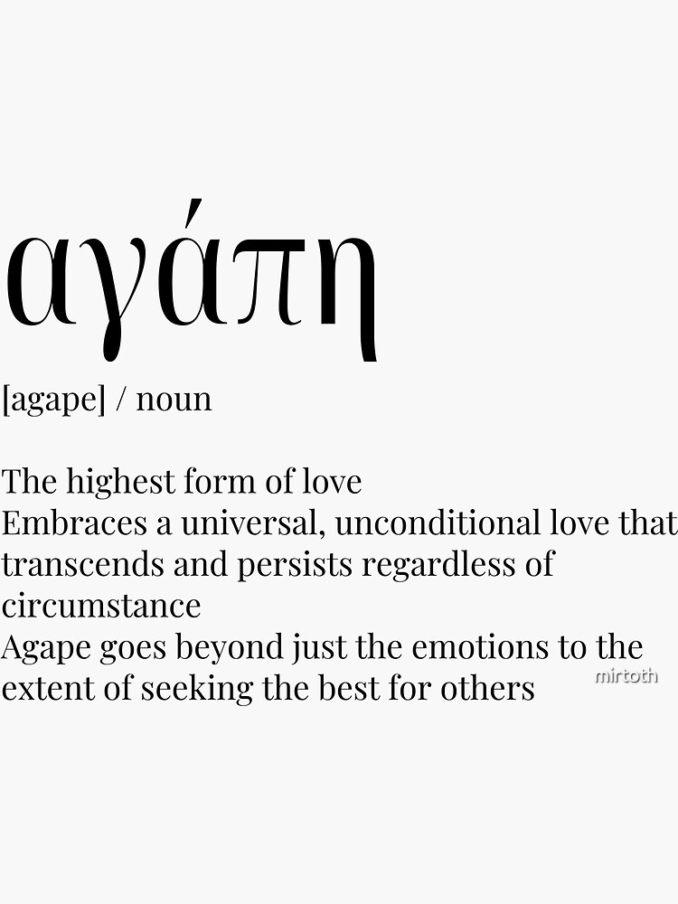 Agape Greek Definition For Love Sticker For Sale By Mirtoth Redbubble