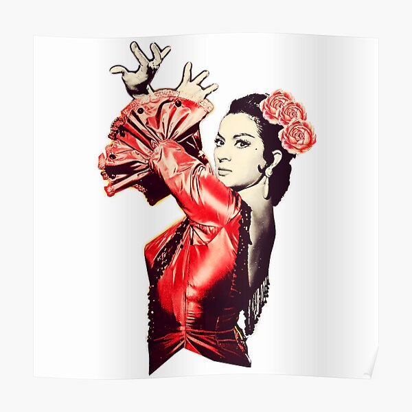 Lola Flores Vestido Rojo Fondo Transparente Póster