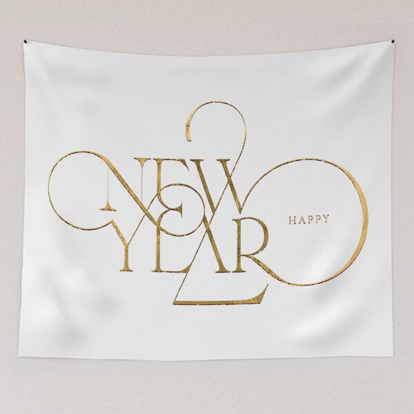 Item preview, Golden "Happy new year" creative art design designed and sold by AznavourByKarin.