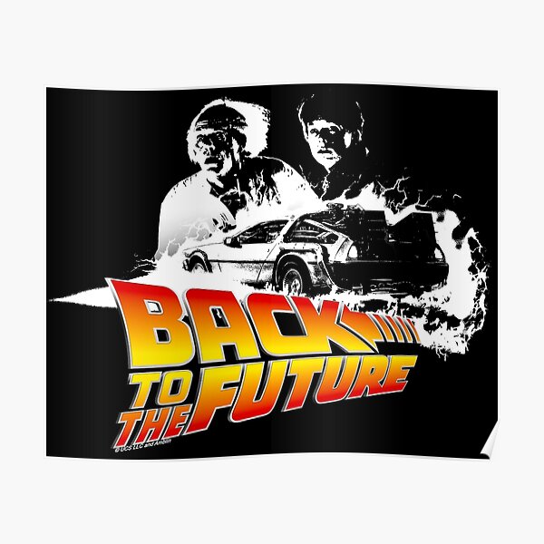 Retour vers le futur - DeLorean Fire Tracks, Marty and Doc Stencil Fan Art Poster