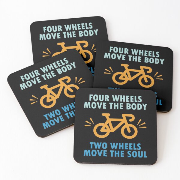Item preview, Four wheels move the body, two wheels move the soul, retro bicycle bike quote gift designed and sold by AS-Shirts.