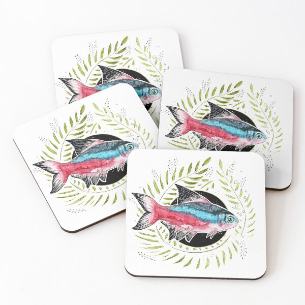 Item preview, Cardinal Tetra fish watercolour illustration  designed and sold by Elliezart.