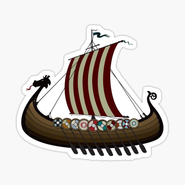 2 Viking Boat Classic Stickers. Remastered on Waterproof 