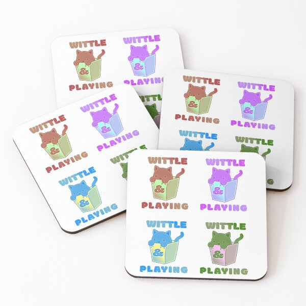 Item preview, WAP Colorful Little Retro Kittens Wittle And Purring Cute Kitties Playing in Green, Blue, Yellow, and Pink Hampers designed and sold by TeachUrb.