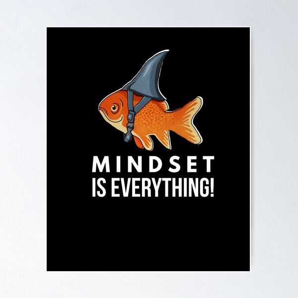 1pc Mindset Is Everything Shark Goldfish Canvas Poster