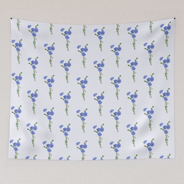 Item preview, Hand drawn vector seamless pattern of flax plant with flowers designed and sold by Familyshmot.