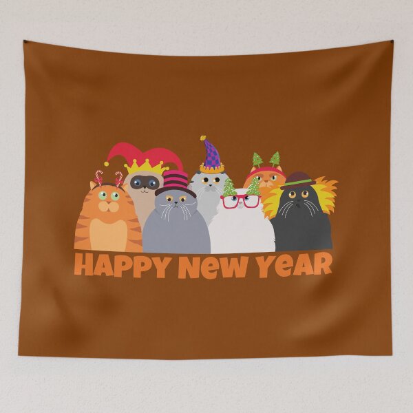 Item preview, Happy New Year - Funny Cat Crew Preparing For The New Year, For Cat Lovers designed and sold by PandaSoul.