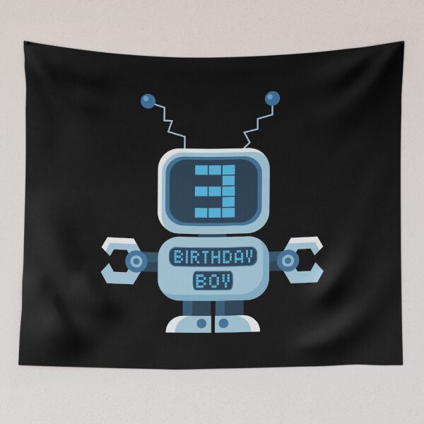 Item preview, 3rd Birthday Boy Robot Lover 3 Years Old B-day Party design designed and sold by Grabitees.