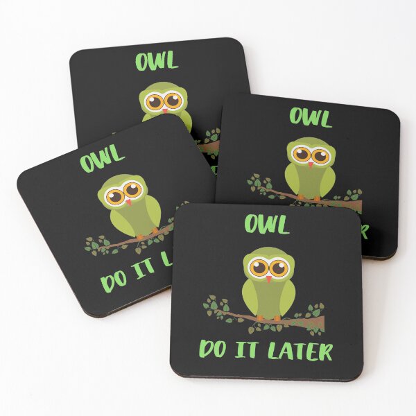 Item preview, Owl Do It Later Green Owl designed and sold by AutumnVibeShop.