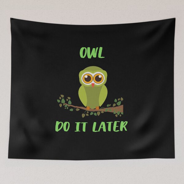 Item preview, Owl Do It Later Green Owl designed and sold by AutumnVibeShop.