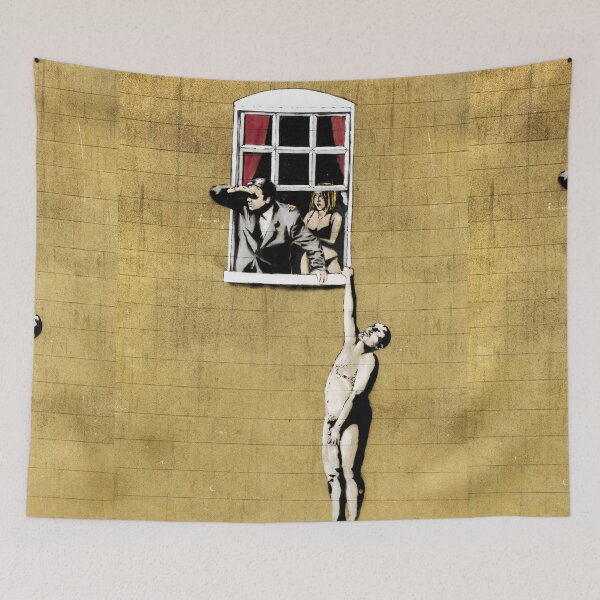 Item preview, Well Hung Lover - Cheating Wife and Man Hanging From Window designed and sold by WE-ARE-BANKSY.
