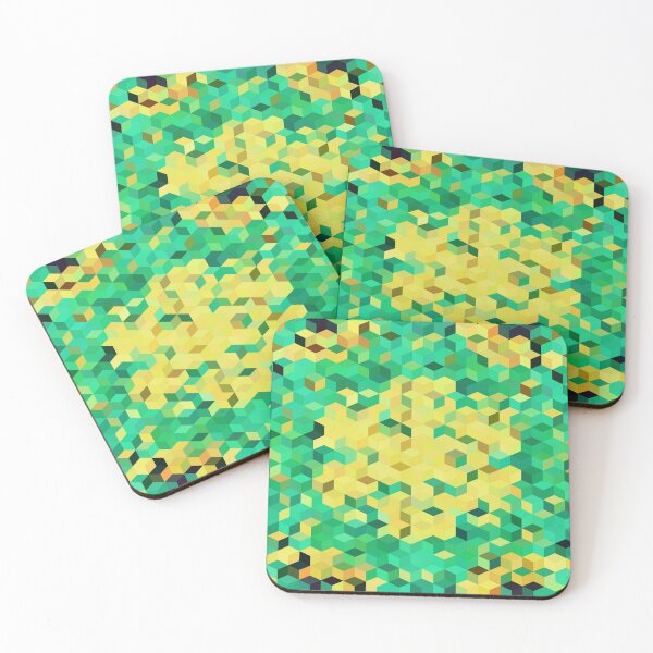 Item preview, Cute Green And Yellow Geometric Cubes Abstract Background funny gift for digital art lovers designed and sold by AYACHI90.