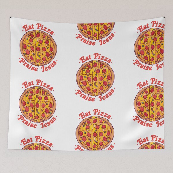 Aperçu de l'œuvre Mange de la pizza, loue Jésus créée et vendue par FreshDecay.