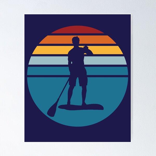 Item preview, Stand Up Paddle Board - SUP - Retro Blue Sunset designed and sold by HeatherPore.