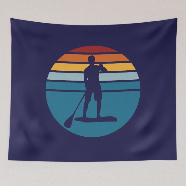 Item preview, Stand Up Paddle Board - SUP - Retro Blue Sunset designed and sold by HeatherPore.