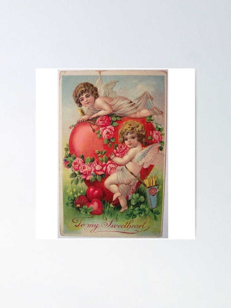 Vintage - Victorian Valentine Card w/ Lovely Pop-Out Cupid, doves, and  roses *