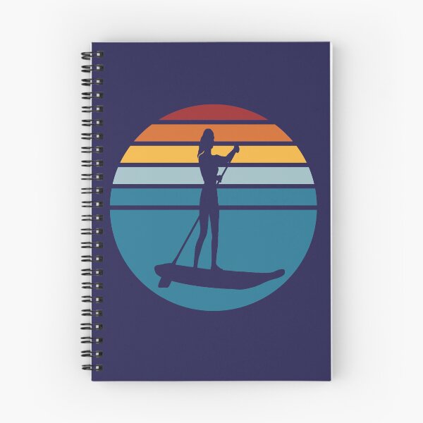 Item preview, Woman Stand Up Paddle Board - SUP - Retro Blue Sunset designed and sold by HeatherPore.