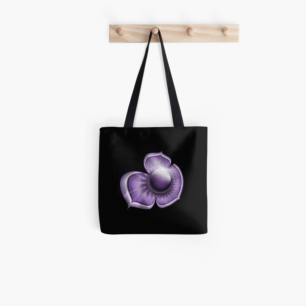 Purple 3D Look Floral Tote Bag