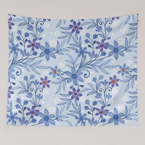 Item preview, Vintage Blue Floral Pattern designed and sold by EVERTEESLOVER.