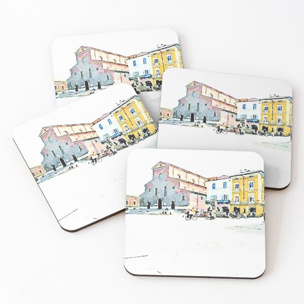 Item preview, Square with church and buildings designed and sold by Giuseppe Cocco.