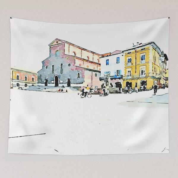 Item preview, Square with church and buildings designed and sold by Giuseppe Cocco.