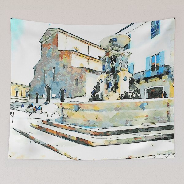 Item preview, Fountain and church designed and sold by Giuseppe Cocco.