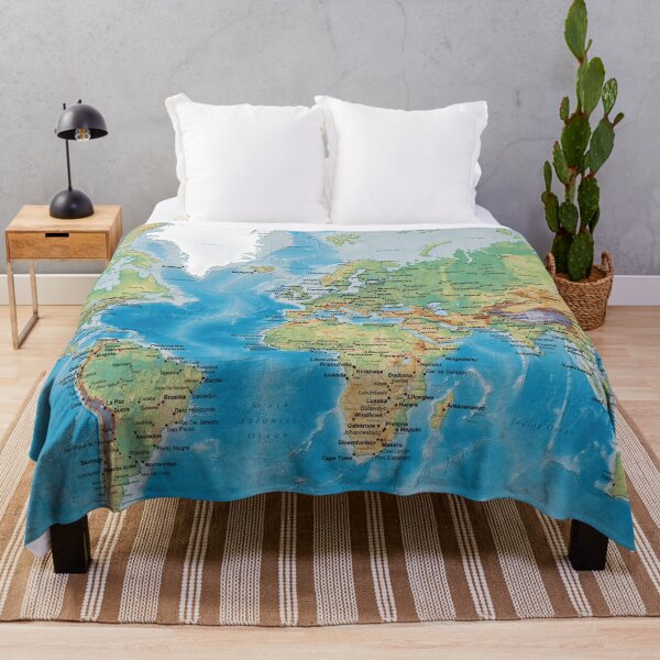 Huge Detailed World Map - Great for Homeschooling Throw Blanket