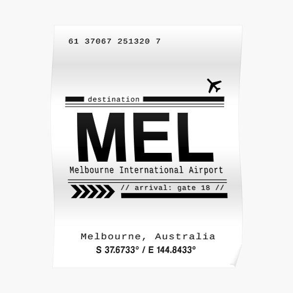 Melbourne, Australia International Airport Print Poster