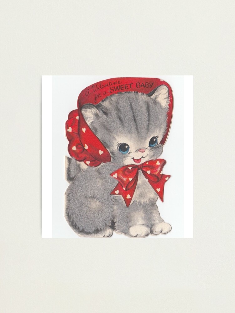 Gray Kittens Vintage Valentine’s Day Card | Postcard