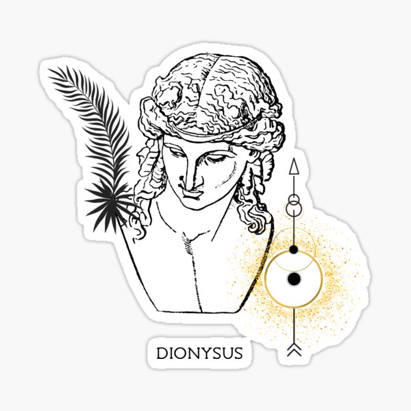 Ancient Greek Gods,Dionysus,Greek mythology,t-shirt printable,wall  portrait,wall hangings,wall art Sticker for Sale by JimmysArtDecor