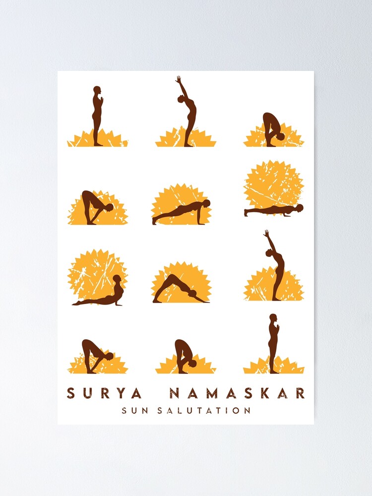 Yoga Poses Surya Namaskar Poster 24 X 36 – PosterAmerica