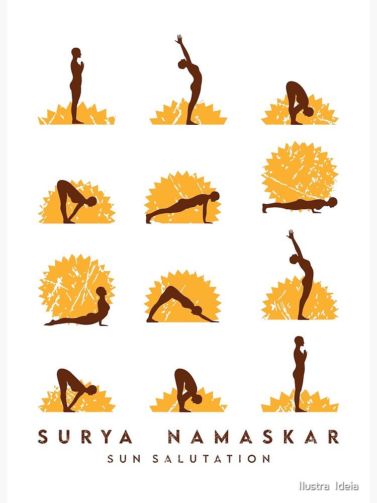 Surya namaskar a sun salutation yoga asanas Vector Image