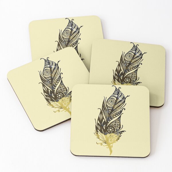 Item preview, brown gold abstract feather designed and sold by wiwiart.